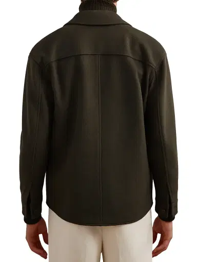 Reiss Men's Liam Wool-Blend Overshirt - Khaki Green | Thumbnail 3 Reiss Men's Liam Wool-Blend Overshirt - Khaki Green | Thumbnail 3