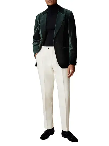 Reiss Men's Apsara Velvet Blazer - Emerald Green | Thumbnail 2 Reiss Men's Apsara Velvet Blazer - Emerald Green | Thumbnail 2