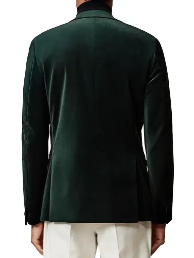 Reiss Men's Apsara Velvet Blazer - Emerald Green | Thumbnail 4 Reiss Men's Apsara Velvet Blazer - Emerald Green | Thumbnail 4