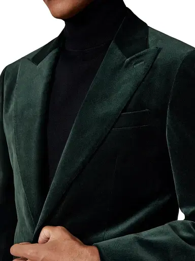 Reiss Men's Apsara Velvet Blazer - Emerald Green | Thumbnail 5 Reiss Men's Apsara Velvet Blazer - Emerald Green | Thumbnail 5