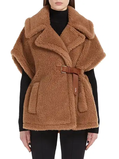 Max Mara Women's Teddy Fabric Cape - Camel - Size Small | Thumbnail 2 Max Mara Women's Teddy Fabric Cape - Camel - Size Small | Thumbnail 2