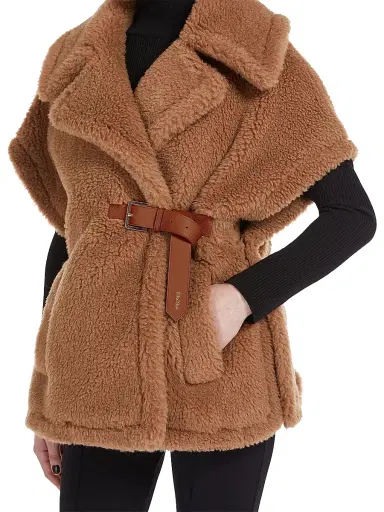 Max Mara Women's Teddy Fabric Cape - Camel - Size Small | Thumbnail 4 Max Mara Women's Teddy Fabric Cape - Camel - Size Small | Thumbnail 4