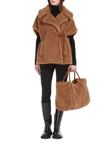 Max Mara Women's Teddy Fabric Cape - Camel - Size Small | Thumbnail 5 Max Mara Women's Teddy Fabric Cape - Camel - Size Small | Thumbnail 5