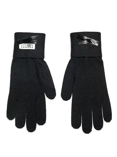 MM6 MAISON MARGIELA Men's Logo Patch Wool-Nylon Gloves - Black - Size Small | Thumbnail 2 MM6 MAISON MARGIELA Men's Logo Patch Wool-Nylon Gloves - Black - Size Small | Thumbnail 2