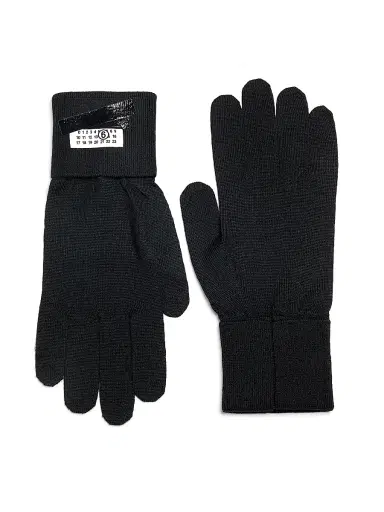 MM6 MAISON MARGIELA Men's Logo Patch Wool-Nylon Gloves - Black - Size Small | Thumbnail 1 MM6 MAISON MARGIELA Men's Logo Patch Wool-Nylon Gloves - Black - Size Small | Thumbnail 1