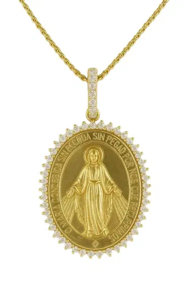 Wish Fine Jewelry 0.55ct Diamond 18K Gold Our Lady of __ Pendant Necklace | Thumbnail 1 Wish Fine Jewelry 0.55ct Diamond 18K Gold Our Lady of __ Pendant Necklace | Thumbnail 1