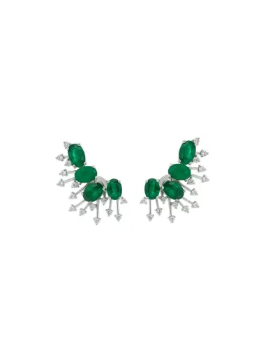 Wish Fine Jewelry 4.01ct Emerald Diamond 18K Gold Fireworks Climber Earrings | Thumbnail 1 Wish Fine Jewelry 4.01ct Emerald Diamond 18K Gold Fireworks Climber Earrings | Thumbnail 1