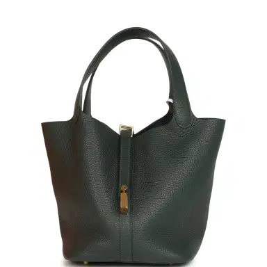 HERMÈS Hermes Picotin Lock 22 Vert Mangrove Clemence Gold Hardware | Thumbnail 1 HERMÈS Hermes Picotin Lock 22 Vert Mangrove Clemence Gold Hardware | Thumbnail 1