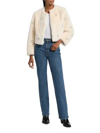 dh New York Women's Monique Crystal-Embellished Faux-Fur Jacket - Winter White | Thumbnail 2 dh New York Women's Monique Crystal-Embellished Faux-Fur Jacket - Winter White | Thumbnail 2