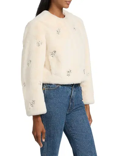 dh New York Women's Monique Crystal-Embellished Faux-Fur Jacket - Winter White | Thumbnail 4 dh New York Women's Monique Crystal-Embellished Faux-Fur Jacket - Winter White | Thumbnail 4