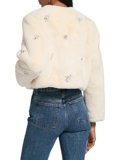 dh New York Women's Monique Crystal-Embellished Faux-Fur Jacket - Winter White | Thumbnail 5 dh New York Women's Monique Crystal-Embellished Faux-Fur Jacket - Winter White | Thumbnail 5