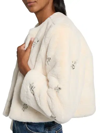 dh New York Women's Monique Crystal-Embellished Faux-Fur Jacket - Winter White | Thumbnail 6 dh New York Women's Monique Crystal-Embellished Faux-Fur Jacket - Winter White | Thumbnail 6