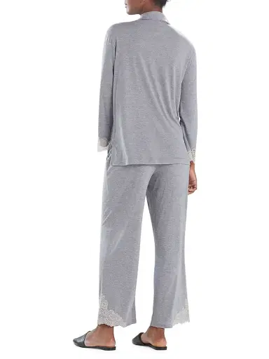 Natori Women's Luxe Shangri La 2-Piece Notch Pajama Set - Black | Thumbnail 3 Natori Women's Luxe Shangri La 2-Piece Notch Pajama Set - Black | Thumbnail 3