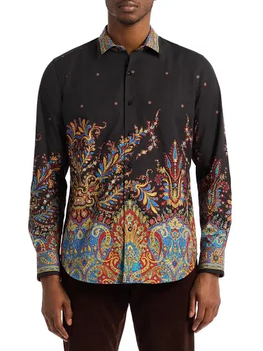 Robert Graham Men's Taj Mahal Paisley Embroidered Cotton Shirt | Thumbnail 1 Robert Graham Men's Taj Mahal Paisley Embroidered Cotton Shirt | Thumbnail 1