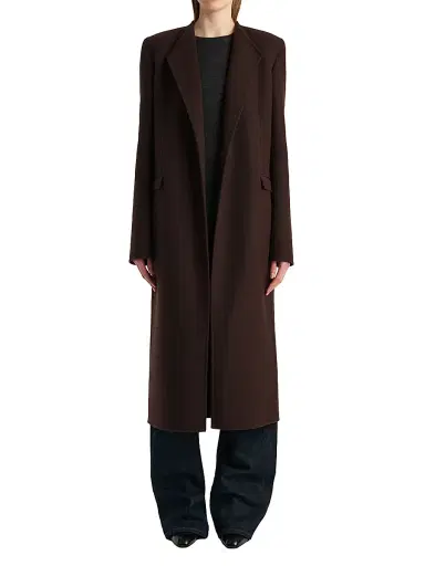 Khaite Women's Jelson Wool Tie-Waist Coat - Dark Brown | Thumbnail 3 Khaite Women's Jelson Wool Tie-Waist Coat - Dark Brown | Thumbnail 3