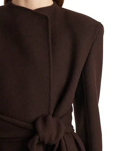 Khaite Women's Jelson Wool Tie-Waist Coat - Dark Brown | Thumbnail 5 Khaite Women's Jelson Wool Tie-Waist Coat - Dark Brown | Thumbnail 5