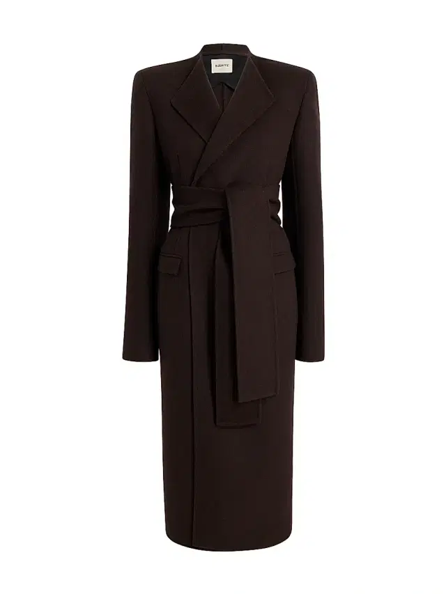 Khaite Women's Jelson Wool Tie-Waist Coat - Dark Brown