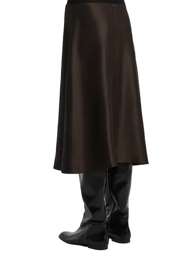 Khaite Women's Nania Satin Midi-Skirt - Bark | Thumbnail 4 Khaite Women's Nania Satin Midi-Skirt - Bark | Thumbnail 4