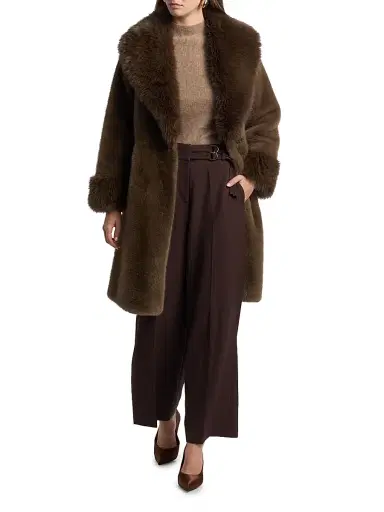 Elie Tahari Women's Jones Faux-Fur Shawl-Collar Coat | Thumbnail 2 Elie Tahari Women's Jones Faux-Fur Shawl-Collar Coat | Thumbnail 2