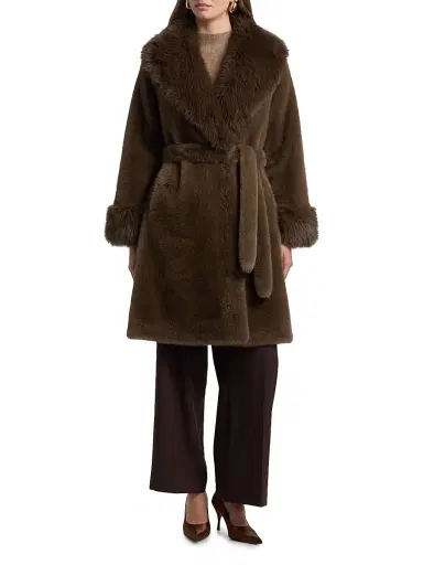 Elie Tahari Women's Jones Faux-Fur Shawl-Collar Coat | Thumbnail 3 Elie Tahari Women's Jones Faux-Fur Shawl-Collar Coat | Thumbnail 3