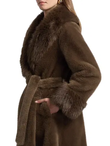 Elie Tahari Women's Jones Faux-Fur Shawl-Collar Coat | Thumbnail 6 Elie Tahari Women's Jones Faux-Fur Shawl-Collar Coat | Thumbnail 6