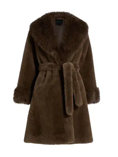 Elie Tahari Women's Jones Faux-Fur Shawl-Collar Coat | Thumbnail 1 Elie Tahari Women's Jones Faux-Fur Shawl-Collar Coat | Thumbnail 1