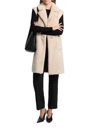 Elie Tahari Women's Fallon Faux-Fur Longline Vest | Thumbnail 3 Elie Tahari Women's Fallon Faux-Fur Longline Vest | Thumbnail 3