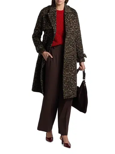Elie Tahari Women's Courtney Leopard-Print Belted Coat | Thumbnail 2 Elie Tahari Women's Courtney Leopard-Print Belted Coat | Thumbnail 2