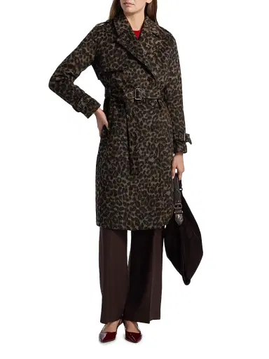 Elie Tahari Women's Courtney Leopard-Print Belted Coat | Thumbnail 3 Elie Tahari Women's Courtney Leopard-Print Belted Coat | Thumbnail 3