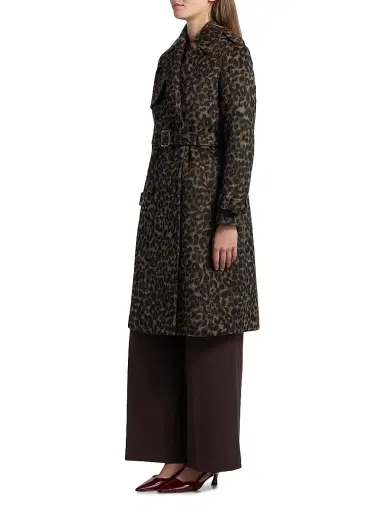 Elie Tahari Women's Courtney Leopard-Print Belted Coat | Thumbnail 4 Elie Tahari Women's Courtney Leopard-Print Belted Coat | Thumbnail 4