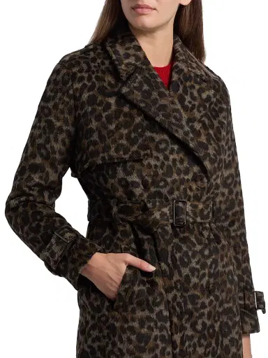 Elie Tahari Women's Courtney Leopard-Print Belted Coat | Thumbnail 6 Elie Tahari Women's Courtney Leopard-Print Belted Coat | Thumbnail 6