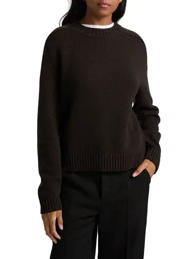 TWP Women's Easy Cashmere Crewneck Sweater - Peat | Thumbnail 3 TWP Women's Easy Cashmere Crewneck Sweater - Peat | Thumbnail 3