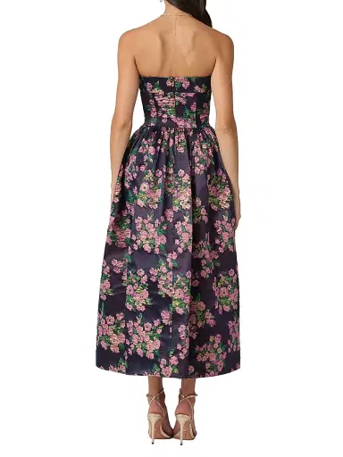 Shoshanna Women's Dana Floral Bandeau Fit & Flare Midi-Dress - Pink Multi | Thumbnail 3 Shoshanna Women's Dana Floral Bandeau Fit & Flare Midi-Dress - Pink Multi | Thumbnail 3