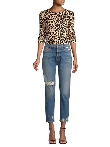 ALICE + OLIVIA Women's Delaina Leopard Print Crop Top - Textured Leopard | Thumbnail 2 ALICE + OLIVIA Women's Delaina Leopard Print Crop Top - Textured Leopard | Thumbnail 2