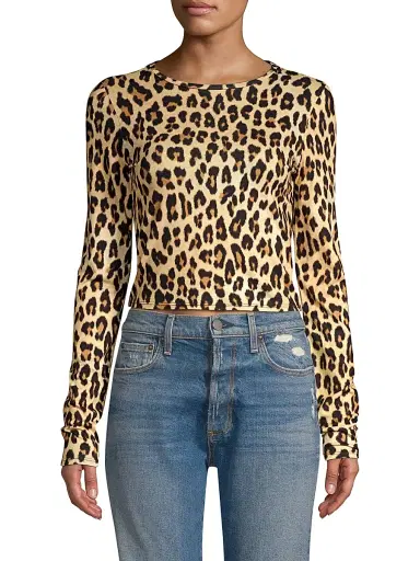 ALICE + OLIVIA Women's Delaina Leopard Print Crop Top - Textured Leopard | Thumbnail 3 ALICE + OLIVIA Women's Delaina Leopard Print Crop Top - Textured Leopard | Thumbnail 3