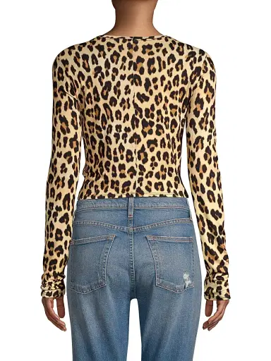 ALICE + OLIVIA Women's Delaina Leopard Print Crop Top - Textured Leopard | Thumbnail 5 ALICE + OLIVIA Women's Delaina Leopard Print Crop Top - Textured Leopard | Thumbnail 5