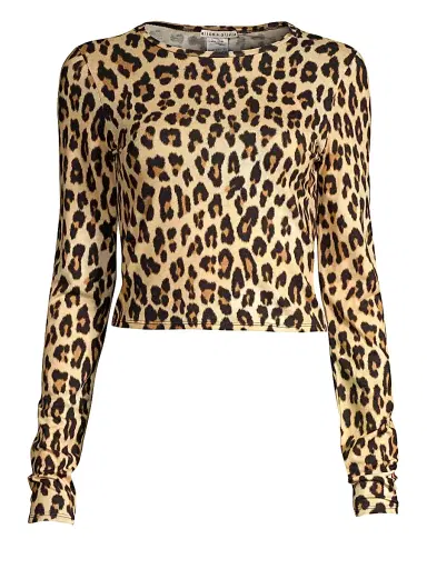 ALICE + OLIVIA Women's Delaina Leopard Print Crop Top - Textured Leopard | Thumbnail 1 ALICE + OLIVIA Women's Delaina Leopard Print Crop Top - Textured Leopard | Thumbnail 1