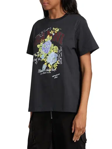 Ganni Women's Rose Graphic T-Shirt - Phantom | Thumbnail 4 Ganni Women's Rose Graphic T-Shirt - Phantom | Thumbnail 4