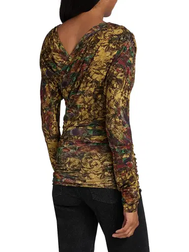 Ganni Women's Ruched Floral Long-Sleeve Top | Thumbnail 5 Ganni Women's Ruched Floral Long-Sleeve Top | Thumbnail 5