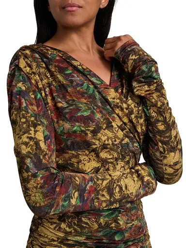 Ganni Women's Ruched Floral Long-Sleeve Top | Thumbnail 6 Ganni Women's Ruched Floral Long-Sleeve Top | Thumbnail 6