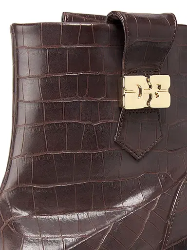 Ganni Women's Kat Crocodile-Embossed Leather Platform Ankle Boots - Chocolate Fondant | Thumbnail 5 Ganni Women's Kat Crocodile-Embossed Leather Platform Ankle Boots - Chocolate Fondant | Thumbnail 5