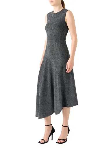 Akris punto Women's Metallic Jersey Asymmetric Midi-Dress | Thumbnail 3 Akris punto Women's Metallic Jersey Asymmetric Midi-Dress | Thumbnail 3