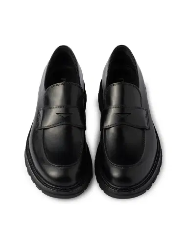 Prada Men's Brushed Leather Loafers - Black | Thumbnail 2 Prada Men's Brushed Leather Loafers - Black | Thumbnail 2