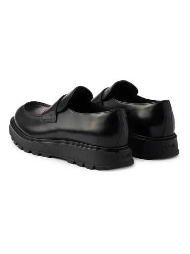 Prada Men's Brushed Leather Loafers - Black | Thumbnail 3 Prada Men's Brushed Leather Loafers - Black | Thumbnail 3