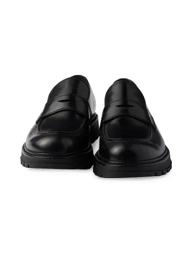 Prada Men's Brushed Leather Loafers - Black | Thumbnail 4 Prada Men's Brushed Leather Loafers - Black | Thumbnail 4