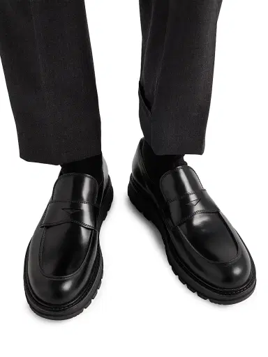 Prada Men's Brushed Leather Loafers - Black | Thumbnail 5 Prada Men's Brushed Leather Loafers - Black | Thumbnail 5