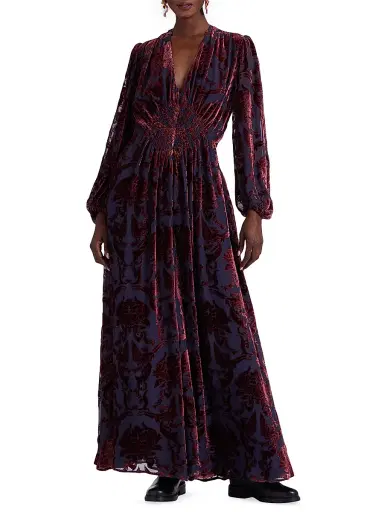 La DoubleJ Women's Long Camerino Dress - Cherubs Devore Blue | Thumbnail 3 La DoubleJ Women's Long Camerino Dress - Cherubs Devore Blue | Thumbnail 3