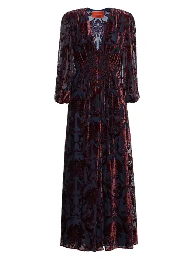 La DoubleJ Women's Long Camerino Dress - Cherubs Devore Blue | Thumbnail 1 La DoubleJ Women's Long Camerino Dress - Cherubs Devore Blue | Thumbnail 1