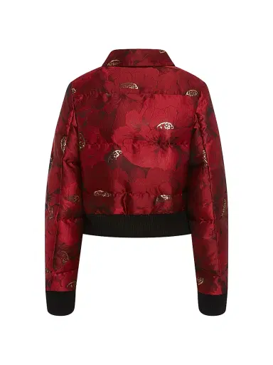La DoubleJ Women's La Comasca Puffer Bomber - Jacquard Ruby Red - Size XS | Thumbnail 2 La DoubleJ Women's La Comasca Puffer Bomber - Jacquard Ruby Red - Size XS | Thumbnail 2