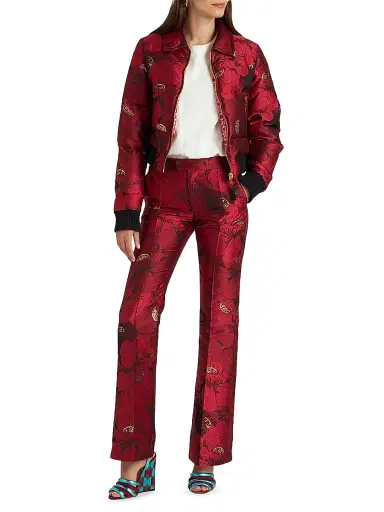 La DoubleJ Women's La Comasca Puffer Bomber - Jacquard Ruby Red - Size XS | Thumbnail 3 La DoubleJ Women's La Comasca Puffer Bomber - Jacquard Ruby Red - Size XS | Thumbnail 3